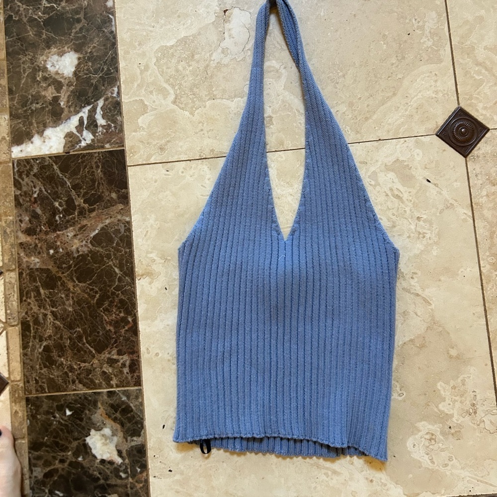 Forever 21 Halter Neck Blue Crop Top